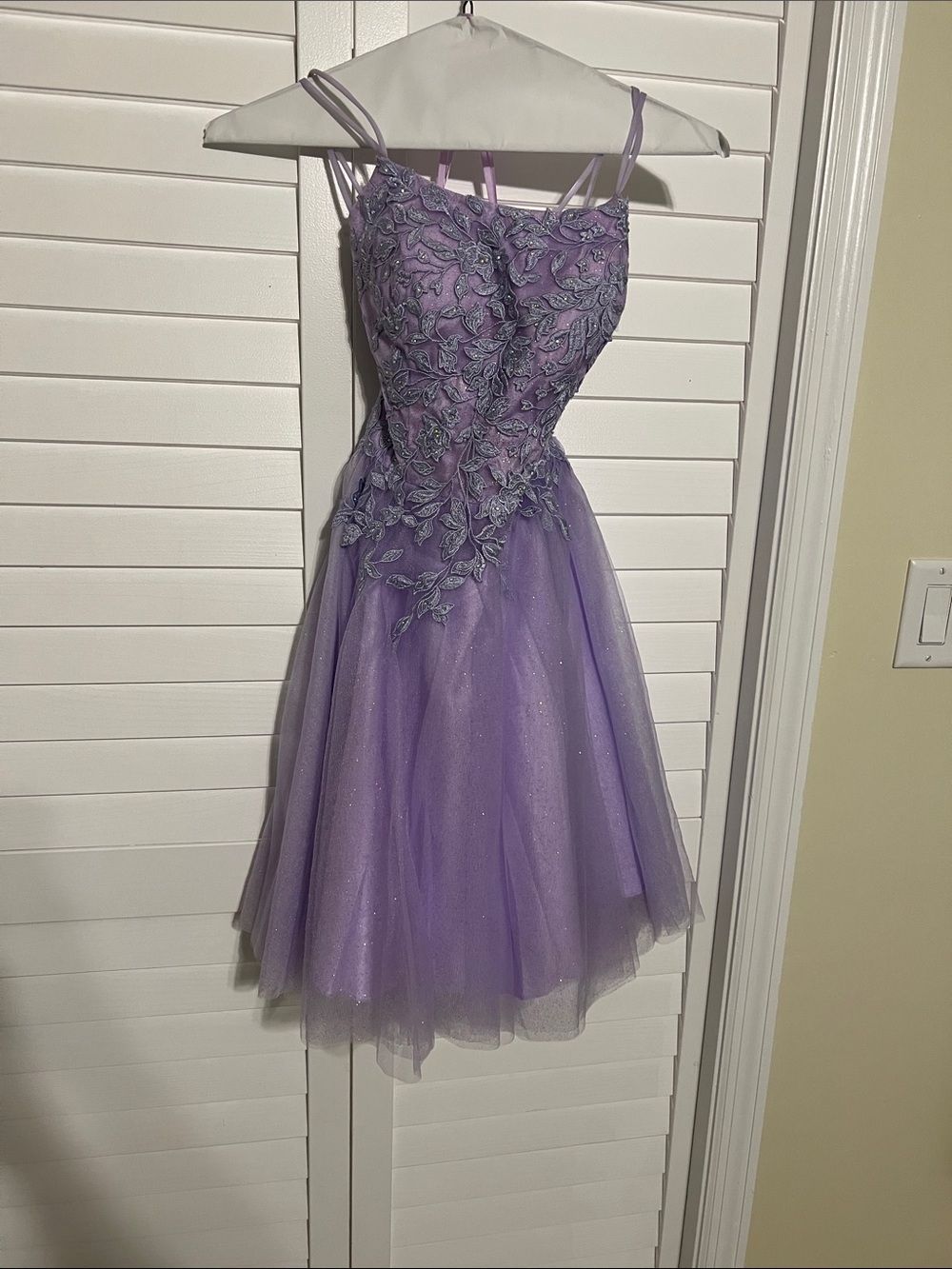 Lavender Embroidered A-Line Party Dress